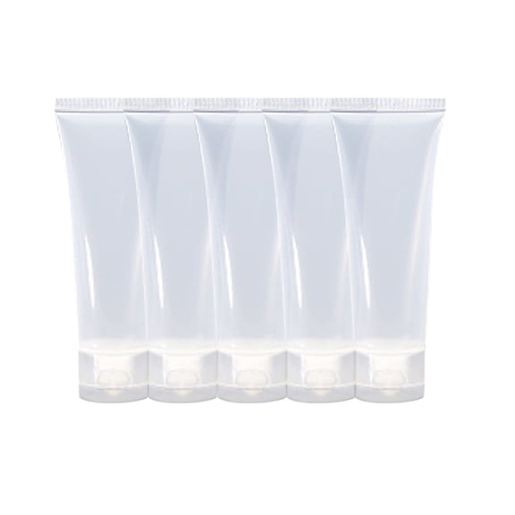 BINGLI 30/50ml Clear Plastic Empty Tubes Refillable Facial Cleanser Hand Cream Cosmetic Lotion Containers Soft Makeup Sample Holder Bottle Vial Jar Pot Case with Flip Lid for Travel DIY Project, 5PCS