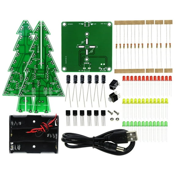 BINGLI 3D Xmas Christmas Tree DIY Model Assemble kit with 7 Color Flashing RGB LED Circuit Funny Electronic Science Experiment Kit Project Board for Student Teens Soldering Practice Learning