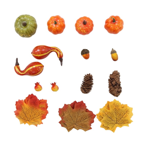 BINGLI 42pcs Fall Mini Pumpkins Artificial Acorns Pine for Decorating Fall Bowl Filler Thanksgiving Table Centerpiece Small Fake Prop Bulk for Vase Autumn Harvest DIY Craft
