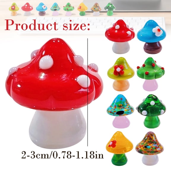 BINGLI 4Pcs Mix lampwork Mushroom Beads Glass Vegetable Food Beads Handmade Bumpy Mushroom Beads for Jewelry Making Bracelets Necklaces Earrings