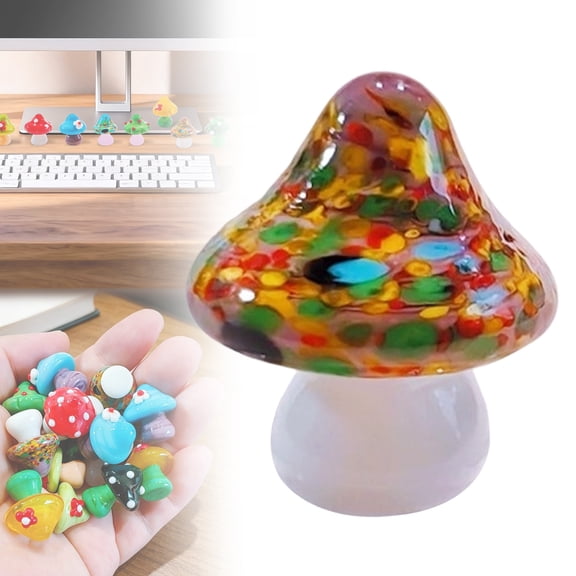BINGLI 4Pcs lampwork Mushroom Beads Glass Vegetable Food Beads Handmade Bumpy Mushroom Beads for Jewelry Making Bracelets Necklaces Earrings
