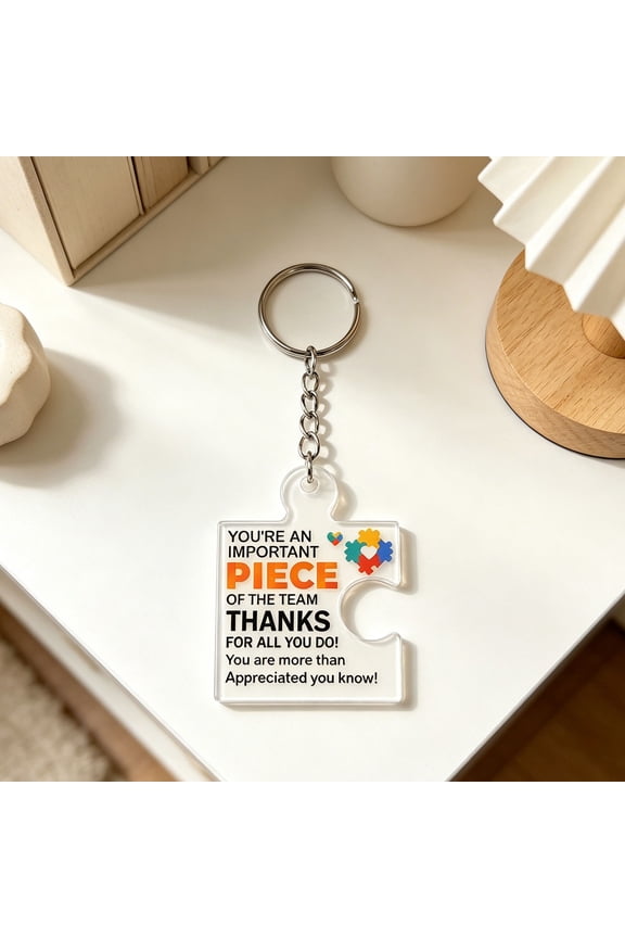 5 Pcs Team Appreciation Gifts for Employee Coworker Staff Bulk, Teamwork Thank You Gift Set Puzzle Piece Acrylic Keychains