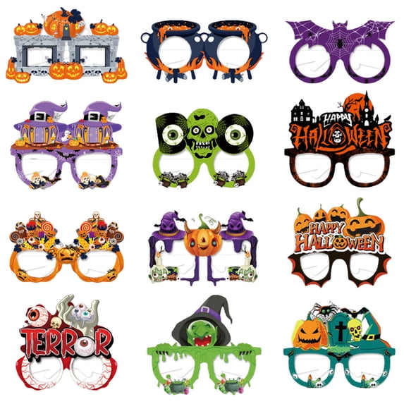 BINGLI 6/12 Pack Halloween Glasses Bulk, Halloween Party Favors for Kids Adult, Photo Booth Prop Novelty Toy Role Play Holiday Accessories Decorations Supplies