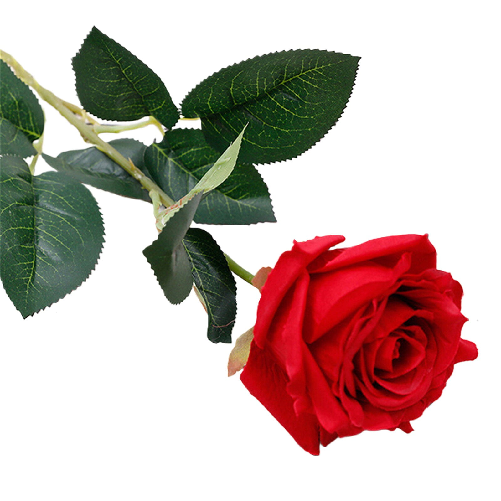 BINGLI 6pcs Red Flowers Artificial Silk Rose Bud 15” for Valentine’s