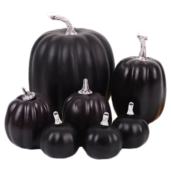 BINGLI 7Pcs Small Artificial Pumpkins Set Halloween Pumpkins Faux Pumpkins Foam Decorative Pumpkins for Fall Farmhouse Halloween Holiday Party Tabletop Centerpiece Indoor Outdoor Décor
