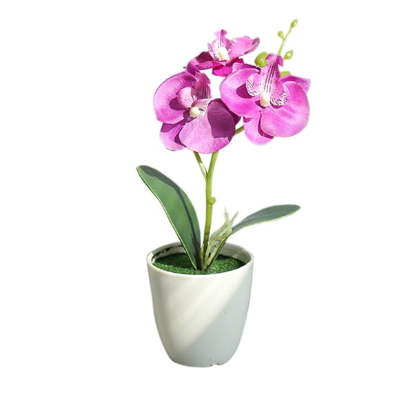 BINGLI 8" Orchids Artificial Flowers Fake Orchid Plant Potted Butterfly Orchid Silk Flowers Decor for Home Living Room Bathroom Wedding Office Decoration