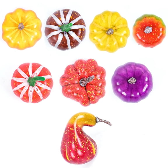 BINGLI 8 Pcs Assorted Artificial Mini Pumpkins Rustic Harvest Pumpkins Fall Thanksgiving Halloween Wreath Tabletop Decor Bowl Fillers
