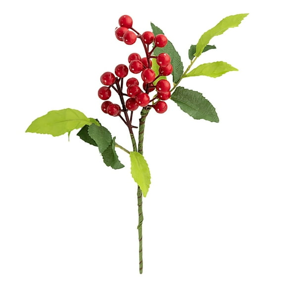BINGLI Artificial Red Berries Christmas Greenery Stems Faux Burgundy Red Holly Berry with Green Leaves for Xmas Tree Home Wedding Flower Arrangement DIY Wreath Holiday Decor