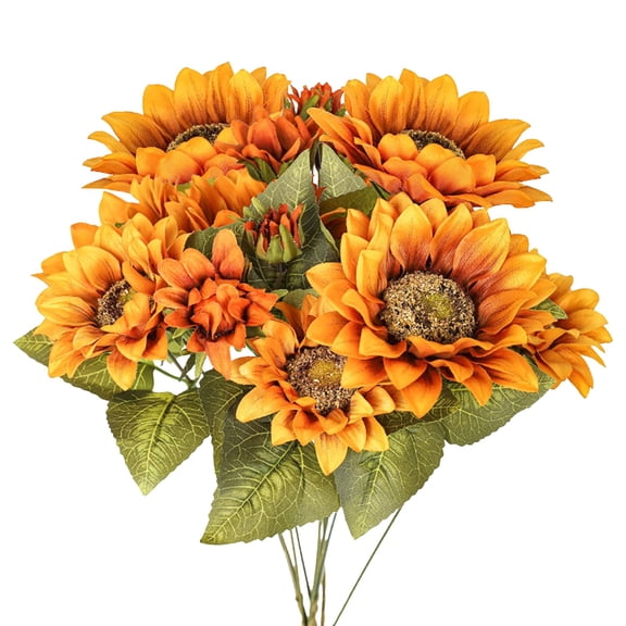 BINGLI Artificial Sunflowers Fake Cemetery Flowers for Grave Bouquet with Sunflowers for Bridal Bouquets Wedding Centerpieces Decor Party Table Gravesites Fall Floral Arrangements Home Decoration