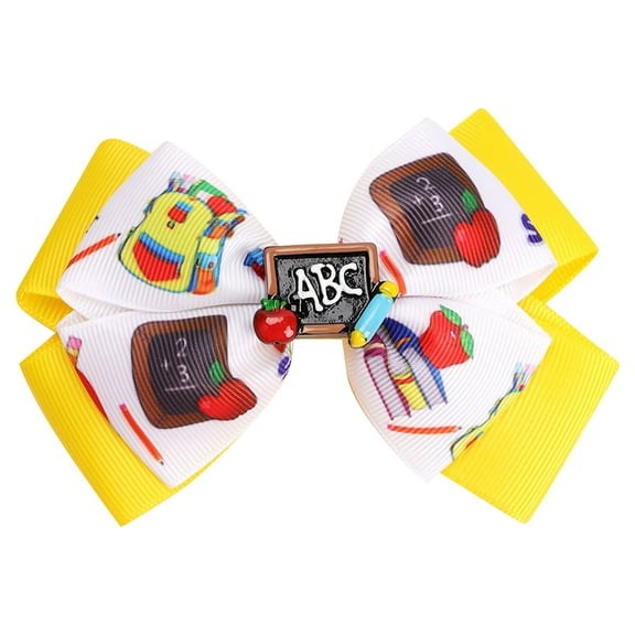 BINGLI Back To School Pencil Hair Bow Clips Ponytail Holder Ribbon Hairgrips Cheer Hair Bows Tie For First Day Of School Girl Student Cheerleader Hair Accessories