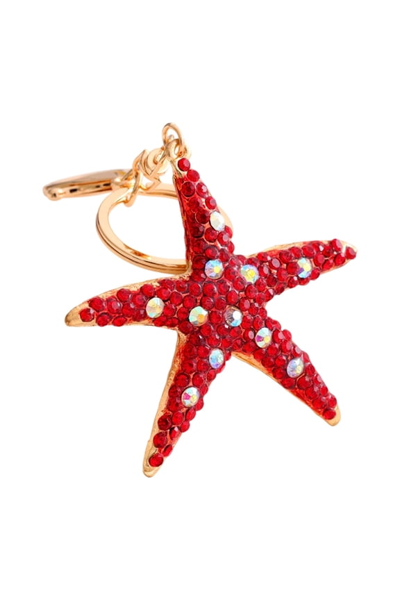 Beach Keychain Summer Bag Charm Starfish Keychain Cute Sea Star Accessories Nautical Summer Outfits Gift Rhinestone Plating Women Car/Bag Keychain Purse Charm