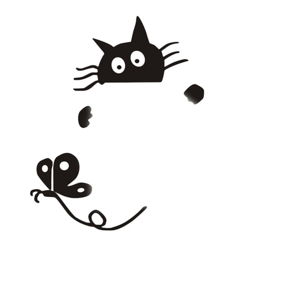 BINGLI Car Sticker Cartoon catFunny Cat Stickers,cat Decal,car Decal, Window Sticker, Suitable for lamp Switch, Trucks, Laptops, Etc (Black)