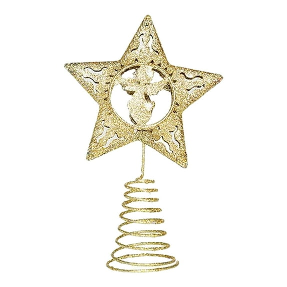 BINGLI Christmas Tree Star Topper, Mini Silver Glitter Metal Star for Small Christmas Trees, Xmas Tree Topper for Pencil Trees and Holiday Tabletop Decorations