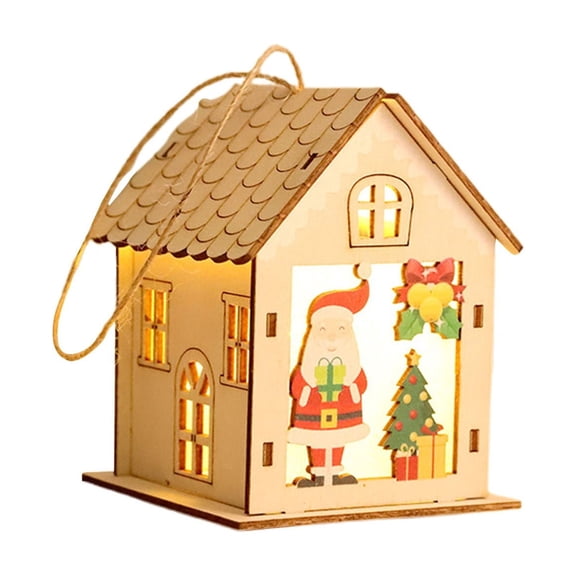 BINGLI DIY Christmas Village Sets, Wooden LED Light Up Houses for Kids and Adults, Mini House Crafts for Winter Xmas Party Decorations