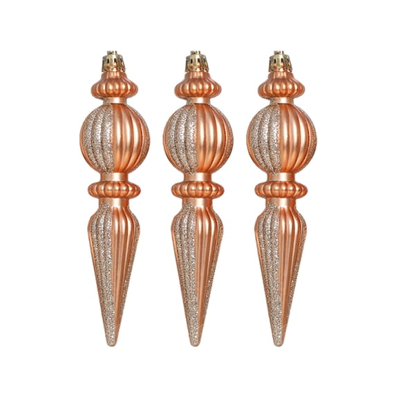 BINGLI Elegant Rose Gold Christmas Tree Ornaments 3 Packs Plastic Teardrop Baubles With Glitter Accents | Festive Holiday Decoration For Xmas Tree Home Wedding & New Year Decoration