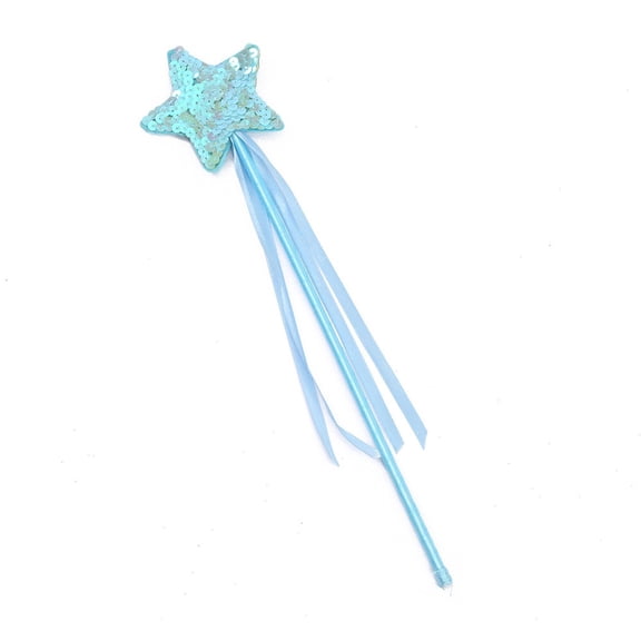BINGLI Fairy Wands Star Glitter Princess Wands for Girls Kids Princess Party Favors Angel Sticks with Ribbon Costume Props for Birthday Wedding Blue