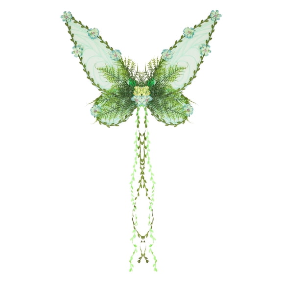 BINGLI Fairy Wings for Adult Women - Mother Nature Jungle Elf Wings with White Flowers Leaves and Green Vines for Women Butterfly Wings for Renfaire Halloween