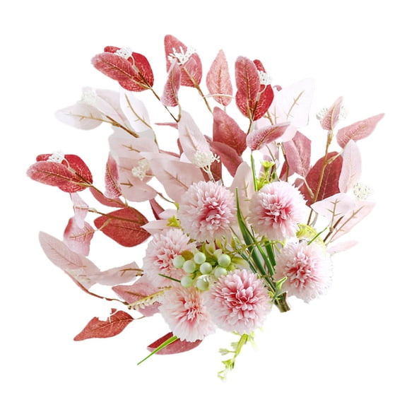 BINGLI Faux Pompon Mum Flowers - Realistic Artificial Chrysanthemum Flower, Silk Fake Kiku Blooms Flower Bulk with Eucalyptus Stems for Home Decor, Wedding Centerpieces, Floral Arrangements Pink