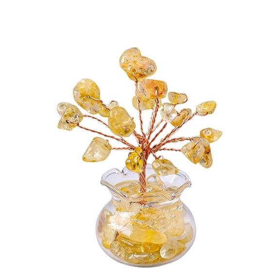 BINGLI Feng Shui Quartz Crystal Money Tree Seven Chakra Tree of Life Natural Gemstone Crystal Tree Copper Wire Wrapped Crystals Trees for Wealth and & Lucky Room Office Desk