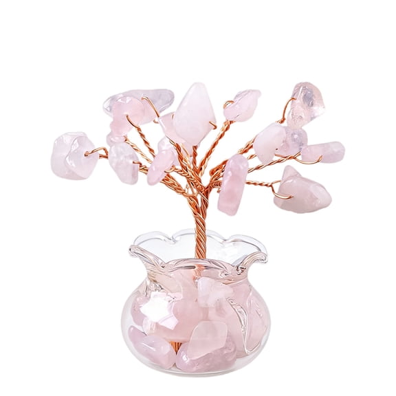BINGLI Feng Shui Quartz Crystal Money Tree Seven Chakra Tree of Life Natural Gemstone Crystal Tree Copper Wire Wrapped Crystals Trees for Wealth and & Lucky Room Office Desk