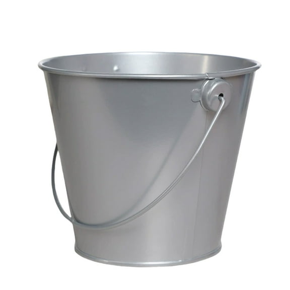 BINGLI Galvanized Metal Bucket with Handle - Multi-Use Plant Pot & Storage Basket for Candy/Snacks, Rustic Farmhouse Home Decor Container (Round Design)