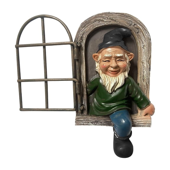 BINGLI Garden Gnomes Outdoor Tree Hugger Gnome Fairy Statue Elf Out the Door Resin Figurine Hanging Ladder Decoration Tree Faces Decor Outdoor for Patio Yard Lawn(Rustic Style)