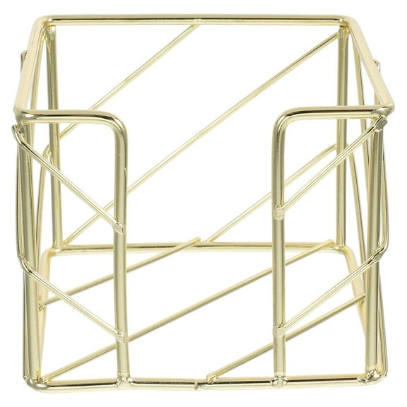 BINGLI Gold Sticky Note Holder for Desk, 4x4 Metal Wire Memo Pad Dispenser, Cute Square Post Note Cube Organizer, Office Desk Accessories for Women (3.94 Inch)