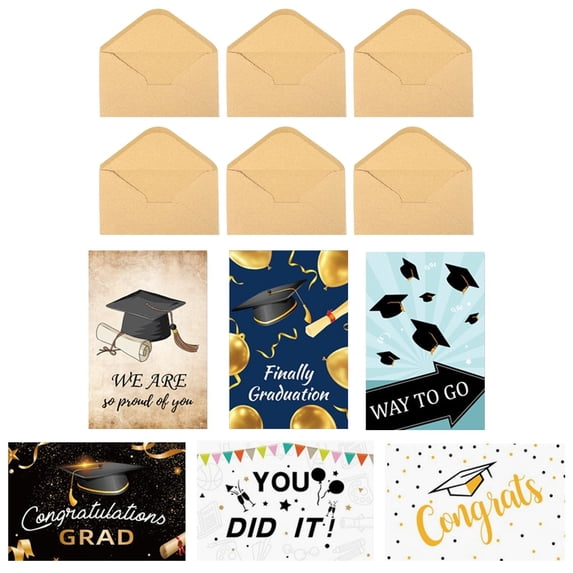 BINGLI Graduation Cards, 6 Sets Congratulations Card for Graduation, 4x6in Grad Greeting Cards with Envelopes & Stickers, Grad Gift Card for College & High School (6 Designs)