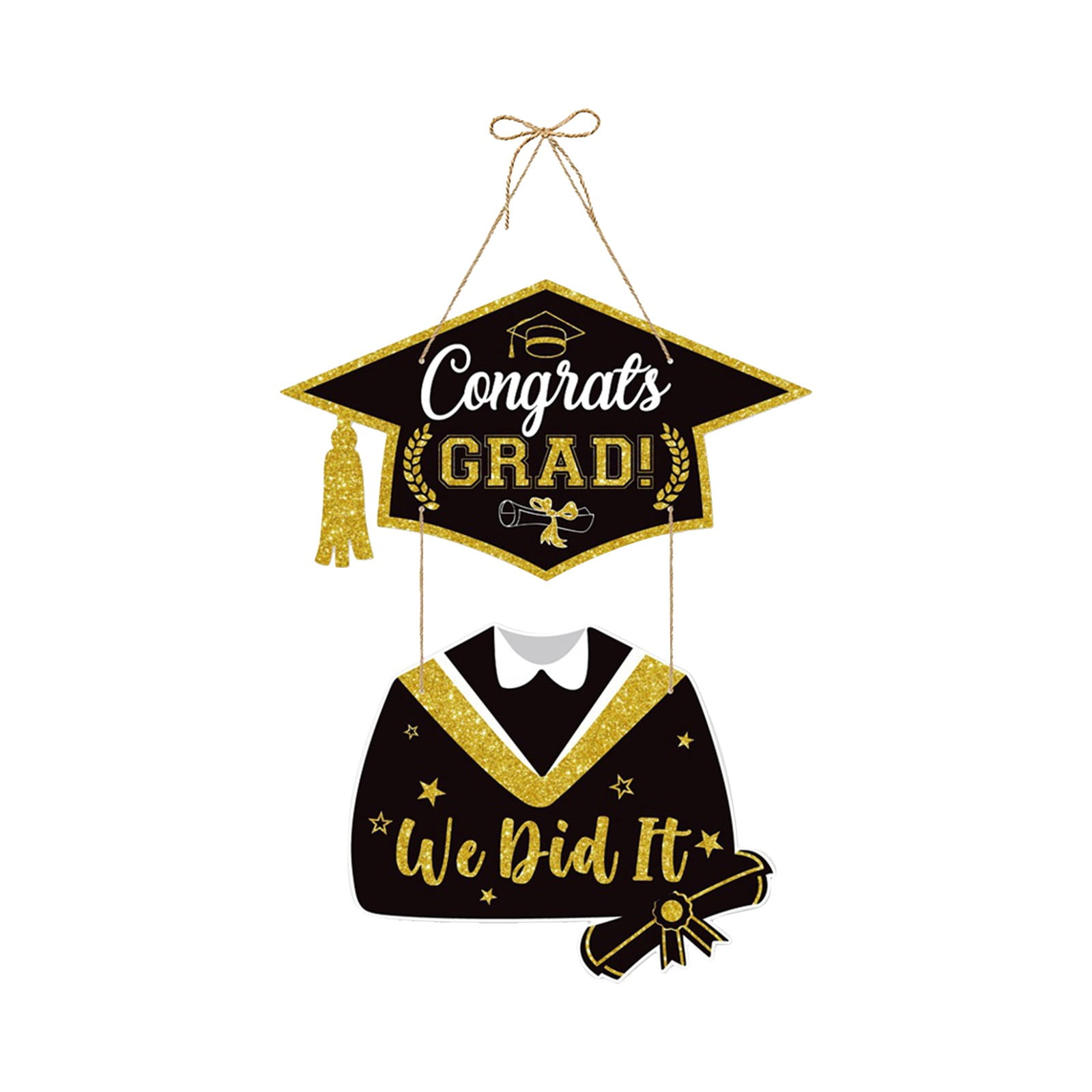 BINGLI Graduation Hat Hanging Ornaments - Gold Black Door Decor ...