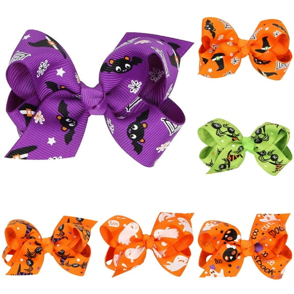 BINGLI Halloween Bow Knot Hair Pins Halloween Hair Bows Clip Colorful Bou'tique Clip Cute Bowknot Clip Hair Accessories for Girls Babies Toddlers Kids Halloween Christmas Parties