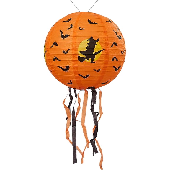 BINGLI Halloween Paper Lanterns Jack O Lantern Pumpkin Hanging Lanterns Spider Bat Skeleton Lanterns for Halloween Indoor Outdoor Party Decoration Supplies, 2 Size Options