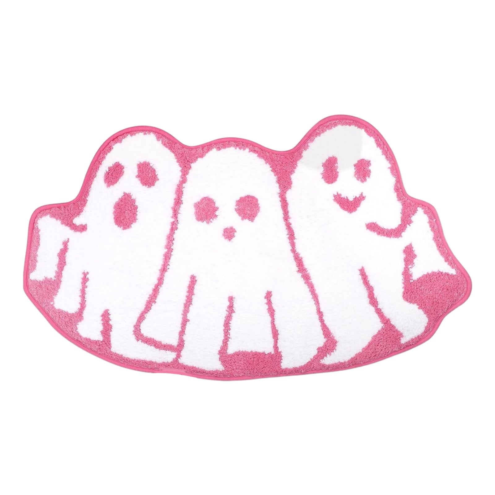 BINGLI Halloween Pink Ghost Bath Rugs, Non-Slip Washable Soft Absorbent ...