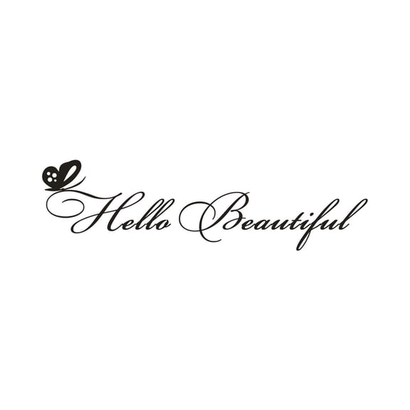 BINGLI Hello Beautiful Chic Cursive Quote Decal Home Apartment Bedroom Living Room Decor Femme Office Workplace Mirror Inspirational Sticker(17"X5")