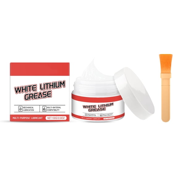 BINGLI Lithium Grease 4oz - Multi-Purpose High Temp Lithium Lubricant for Automotive, Marine, Industrial Use - Multi-Purpose Gear Lubricant for Bearings, Chains, Gears - Dielectric Grease with Brush
