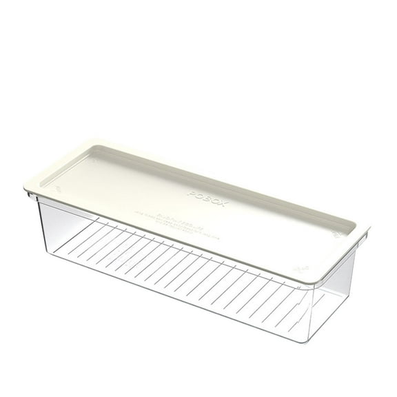 BINGLI Long Plastic Food Storage Container with Lid for Scallions, Cilantro, Green Onions - Stackable, Airtight Clear Rectangular Food Container for Kitchen Fridge, 11x4.2x2.8 Inch