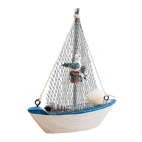 BINGLI Miniature Sailboat Model Decor, Vintage Nautical Handmade Wooden Sailboat Decor, Suitable for Beach Nautical Home