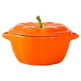thumbnail image 1 of BINGLI Orange Pumpkin-Shaped Ceramic Bowl with Lid, Fall Thanksgiving Table Decor Handmade Serving Dish for Soup Cereal Snacks Kitchen and Dining Tableware ﻿, 1 of 9