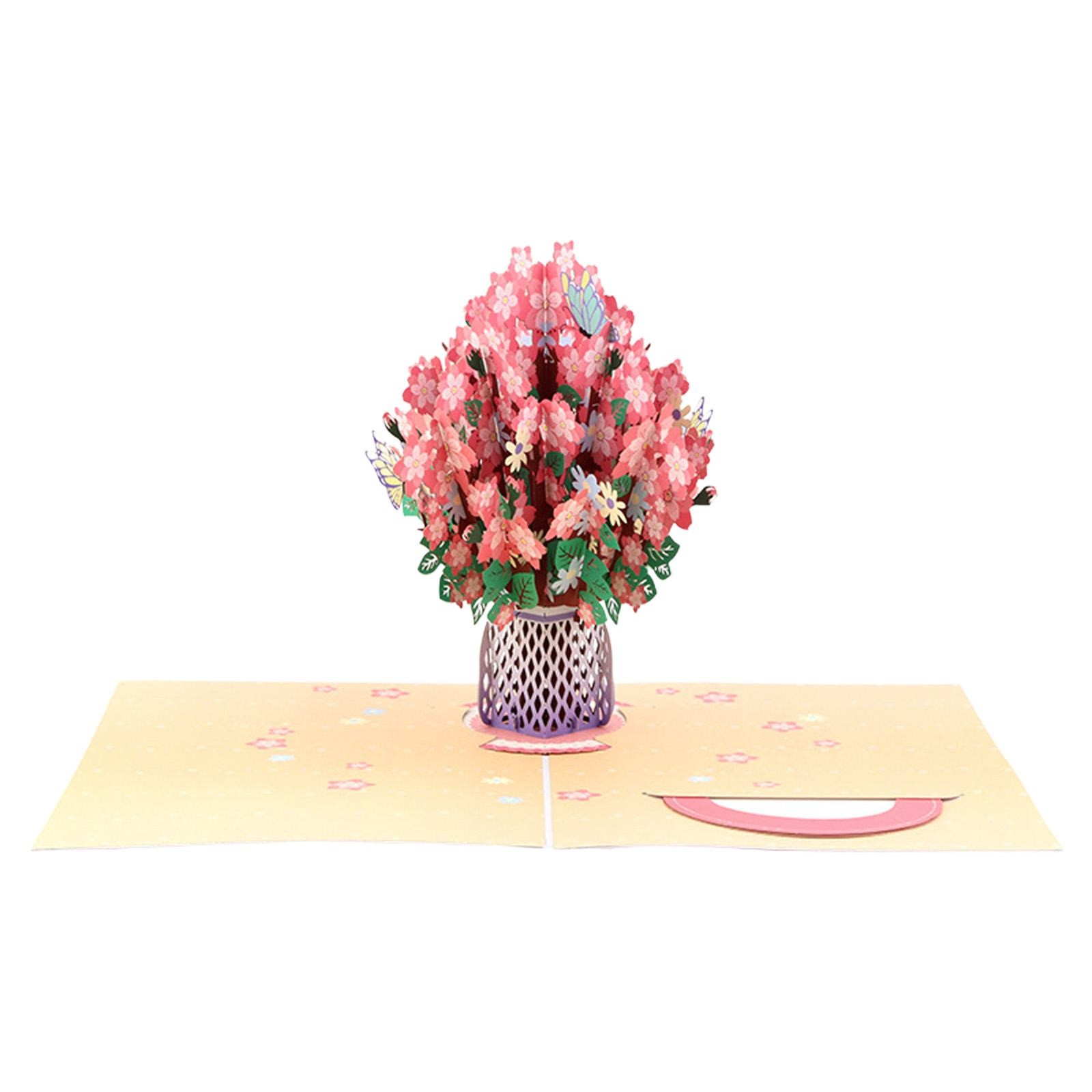 BINGLI Paper Flower Bouquet Pop Up Cards, 3D Popup Birthday Cards ...