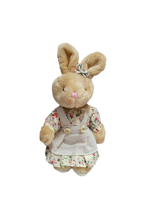 Plush Rabbit Doll Keychain, Cute Rabbit Bag Pendant Bunny Doll Key Ring, Floral Cloth Rabbit Car Key Pendant,Couple Keychain Gifts for Easter Christmas and Birthday