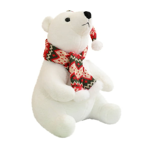 BINGLI Polar Bear Stuffed Animal Plush, 11.8 Inch Lifelike Soft Cute Polar Bear with Scarf, Cute Polar Bears Plush Toys for Kids Children Family Xmas Birthday Gifts