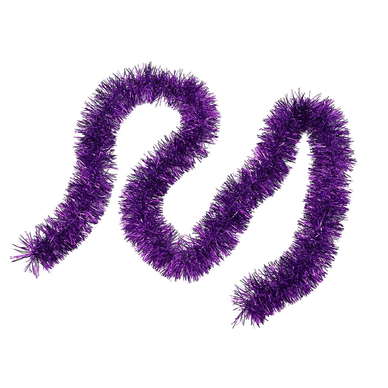 BINGLI Purple Tinsel Garland, 50 Feet Christmas Metallic Foil Tinsel Garland Decoration for Holiday Tree Walll Rail Home Office Event Fall Thanksgiving Halloween Decoration
