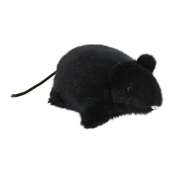 BINGLI Realistic Black Rat Plush for Cats & Dogs - Stuffed Animal Pet Toy, STEM Learning & Novelty Gift, Lifelike Mouse/Rat Plushie with Bendable Tail (Black) – Interactive Cat & Dog Toy​​