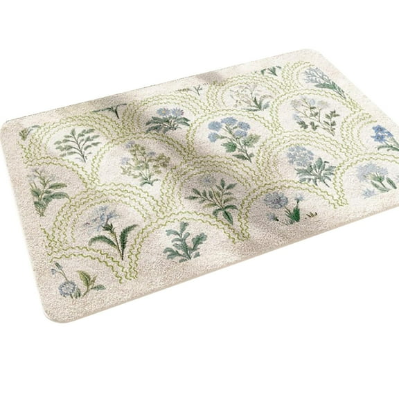 BINGLI Rectangle Bathroom Rugs, Spring Floral Print Absorbent Microfiber Bath Rugs, Non Slip Quick Dry Bath Mat Runner for Bathroom Floor, Tub and Shower, Home Decor Accessories (Rectangle,24"x35")