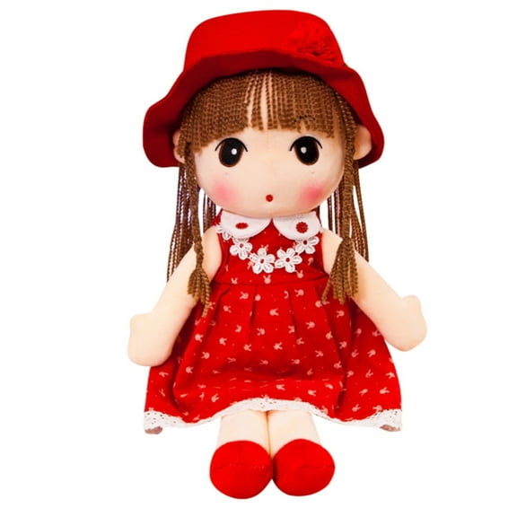 BINGLI Soft Baby Doll with Clothes, 17.7 Cute Rag Doll Ragdoll Plush Stuffed Toy with Hat Skirt Handmade Princess Plush Toy Baby Girls Sleeping Partner Doll Xmas Birthday Gift