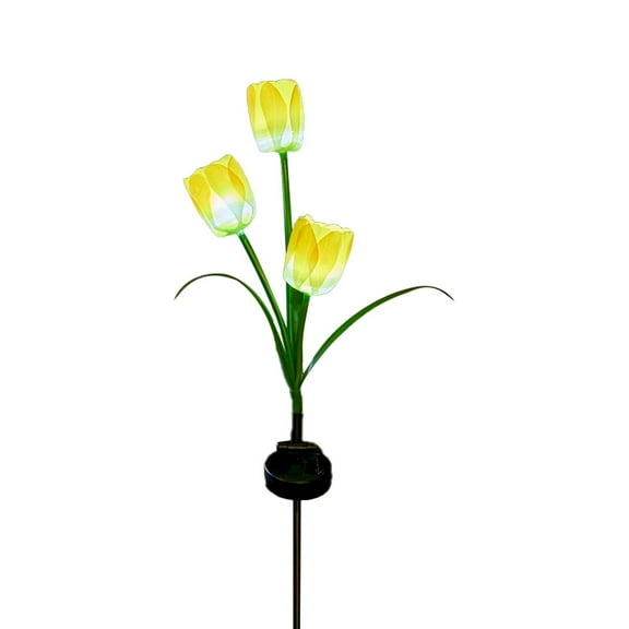BINGLI Solar Garden Lights Outdoor, Solar Tulip Lights with 3 Tulip Flowers, Waterproof LED Stake Light for Pathway Patio Yard Landscape Decorative