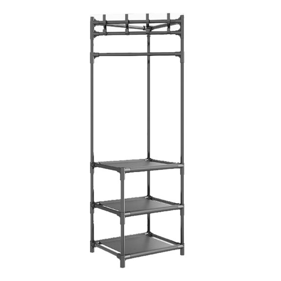 BINGLI Standing Coat Rack Material Two Layer Corner Storage Floor Standing Coat Rack Entrance Hanger Suitable for Living Room Entrance Bedroom Vertical Coat Rack
