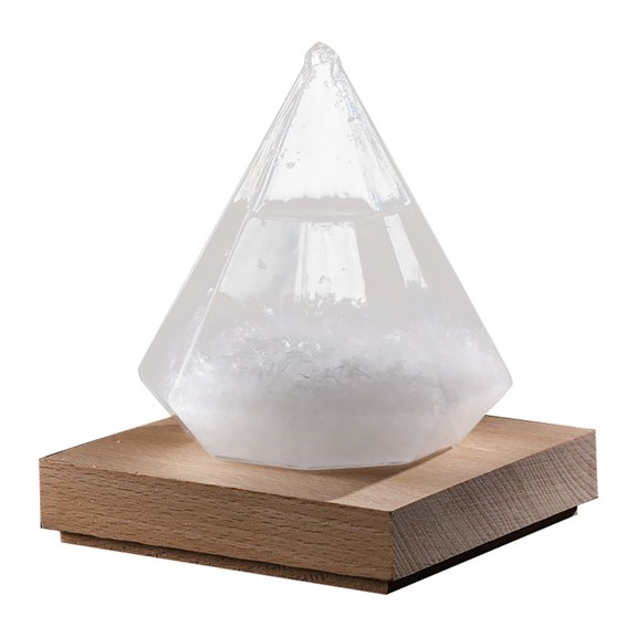 BINGLI Storm Glass Weather Predictor - Weather Forecaster Station with Wooden Base for Home and Office Decor, Snow Globe Barometer, Birthday Gifts for Him, Her