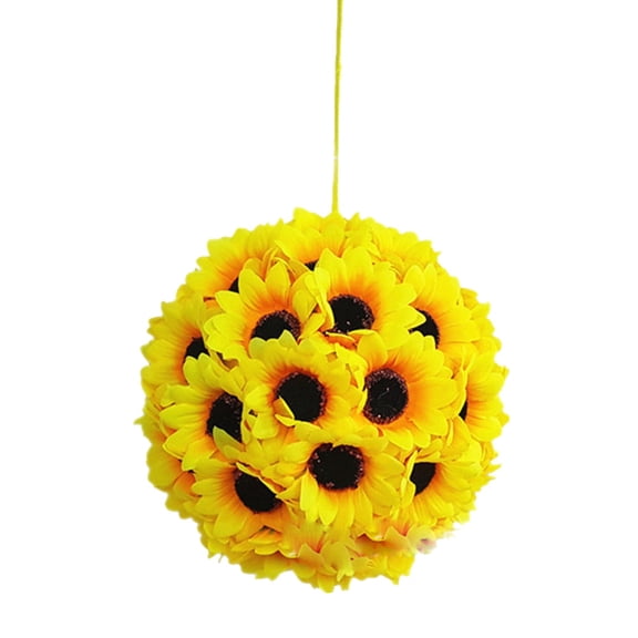 BINGLI Sunflower Kissing Ball for Wedding, Artificial Yellow Sunflower Head, Artificial Sunflower for Home Garden Wedding Christmas Birthday Party Decoration A