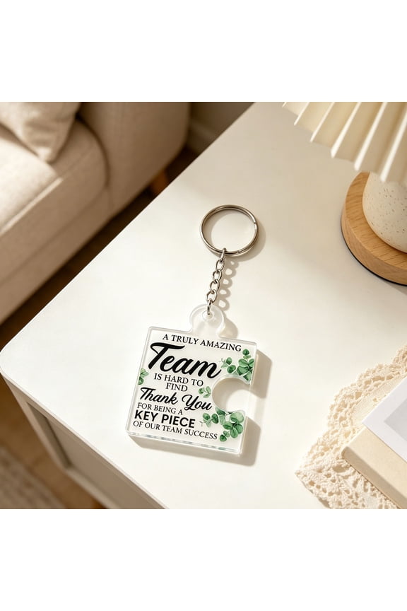 Team Appreciation Gifts Bulk for Coworkers Employees Colleagues, Thank You Gift Set Acrylic Puzzle Piece Keychains 5 Pcs