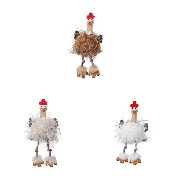 BINGLI Thanksgiving Decorations Set of 3 Turkeys with Dangling Legs, Turkey Doll Plush Kit Tabletop Centerpieces for Fall Harvest Home Decor Kitchen Shelf